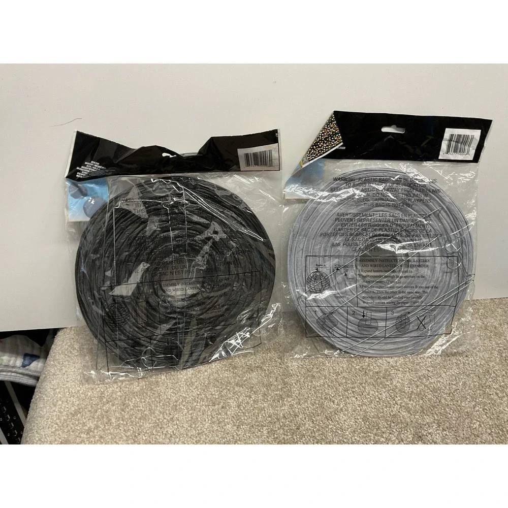Paper lanterns 2 Pack Gray‎ & Black New In Package